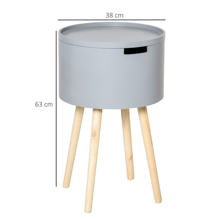 Gray & Natural Scandinavian Round Side Table - MDF Pine
