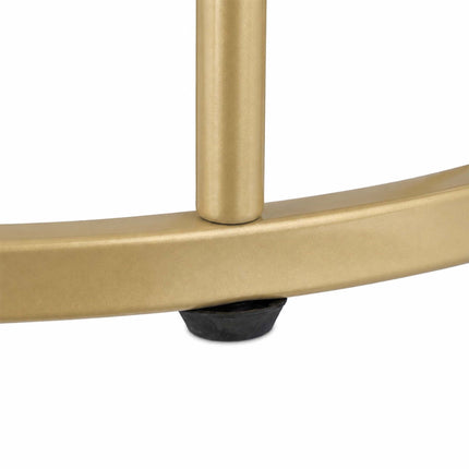Round Side Table with 2 Marble-Look Shelves, Iron Frame – Gold, Black