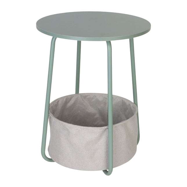 Round Side Table with Fabric Storage Basket