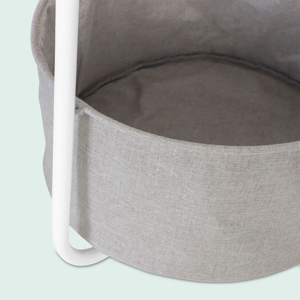Round Side Table with Metal Frame and Fabric Basket