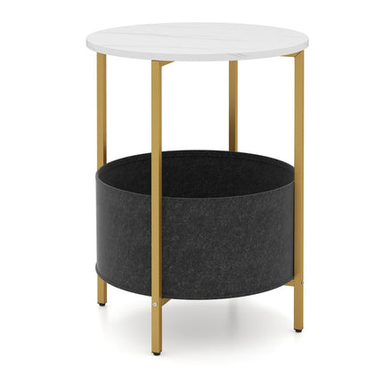 Round Side Table with Removable Felt Basket & Metal Frame