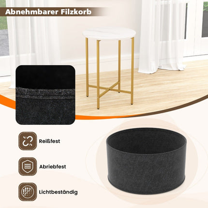 Round Side Table with Removable Felt Basket & Metal Frame