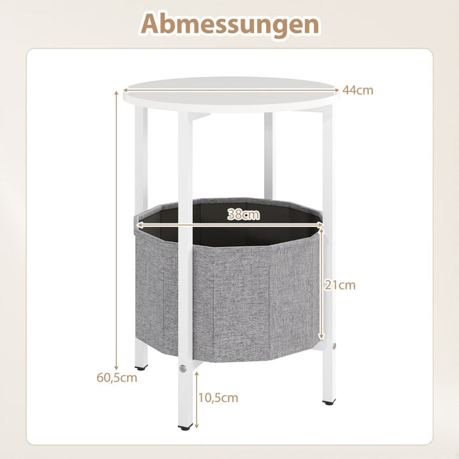 Runder Beistelltisch mit herausnehmbarem Filzkorb, Ablage