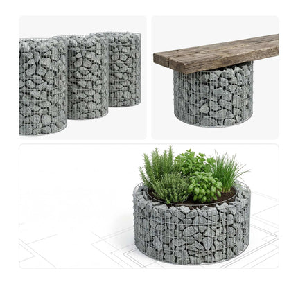 Round Steel Gabion for Planting, 90x40 cm