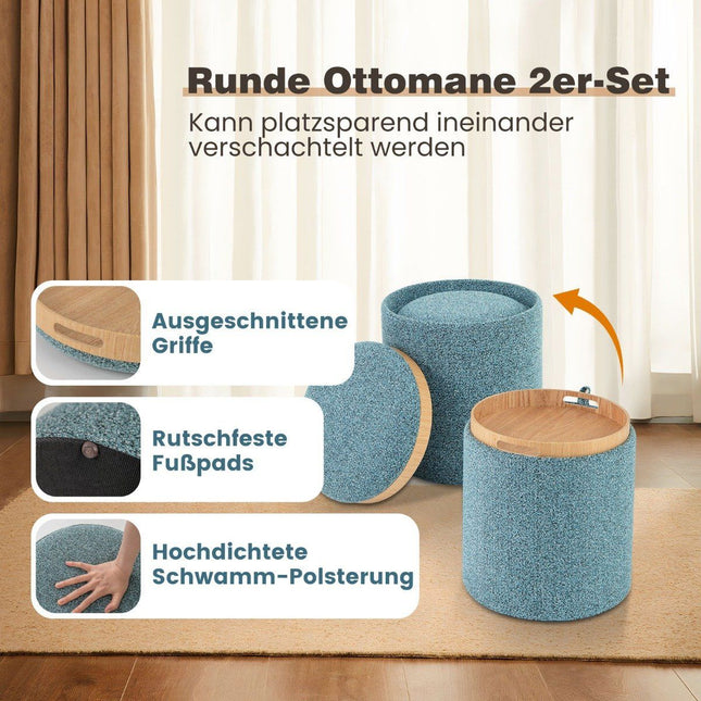 Runde Aufbewahrungshocker mit Wendelid, Blau