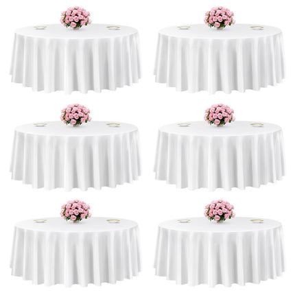 Round Tablecloths, 6-Pack 120-Inch Polyester, White
