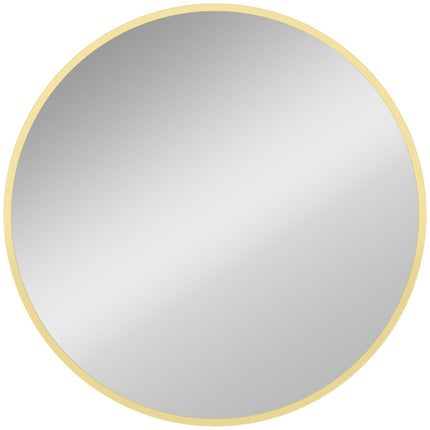 Runder Wandspiegel, 61 cm, goldener Aluminiumrahmen