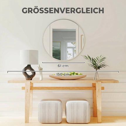 Round Wall Mirror, Modern Design, 61 cm, Silver