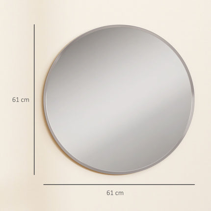 Round Wall Mirror, Modern Design, 61 cm, Silver