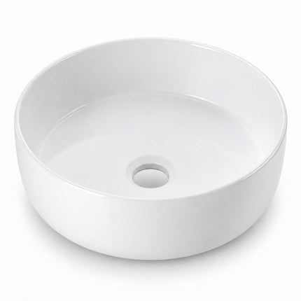 Round White Ceramic Countertop Basin, 30 x 30 cm