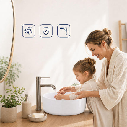 Round White Ceramic Countertop Basin, 40.5 x 40.5 cm
