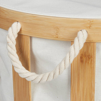 Round bamboo laundry basket
