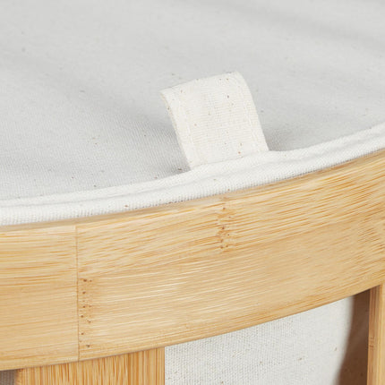 Round bamboo laundry basket