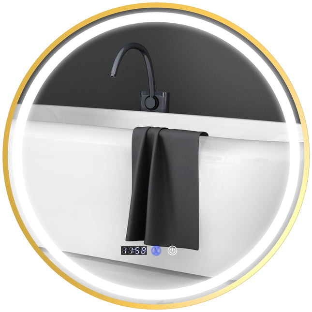 Runder LED-Badezimmerspiegel, beschlagfrei, 60 cm, Touch-Timer
