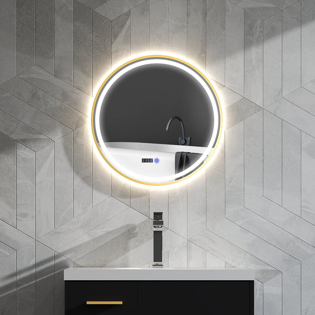 Runder LED-Badezimmerspiegel, beschlagfrei, 60 cm, Touch-Timer
