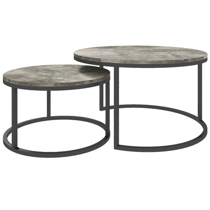 Couchtisch-Set in Marmoroptik, rund, grau, 2-teilig