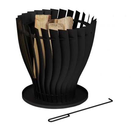 Round fire basket with fire fork