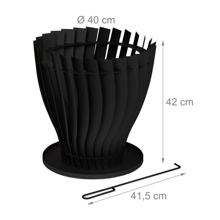 Round fire basket with fire fork