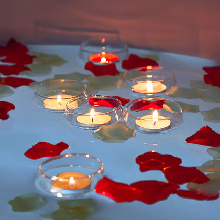 Round floating tea light holders set of 12