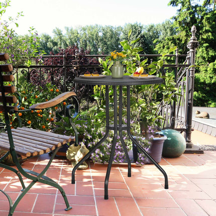 Round garden table in rattan look