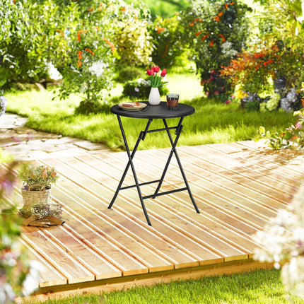 Round garden table in rattan look