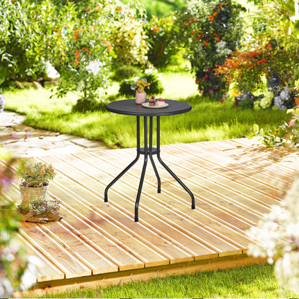 Round garden table in rattan look
