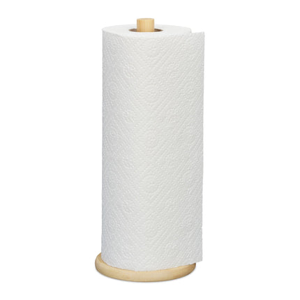 Porte-rouleau de papier essuie-tout rond en bambou