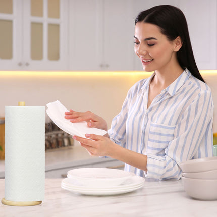 Porte-rouleau de papier essuie-tout rond en bambou