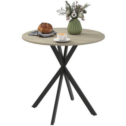 Runder Esstisch, 80 cm, Holzoptik-Tischplatte, Stahlbeine