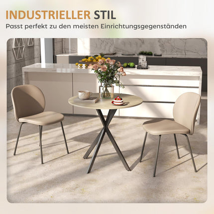 Runder Esstisch, 80 cm, Holzoptik-Tischplatte, Stahlbeine