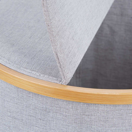 Round laundry basket in fabric and bamboo
