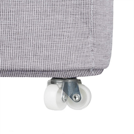 Round laundry basket in fabric and bamboo