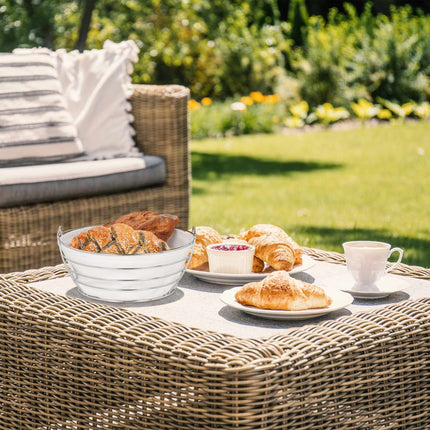 Round metal bread basket with cover