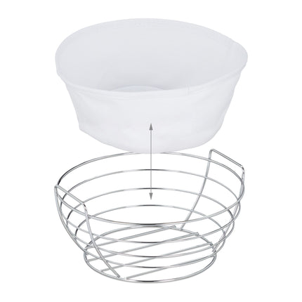 Round metal bread basket with cover