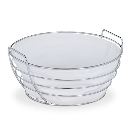 Round metal bread basket with cover