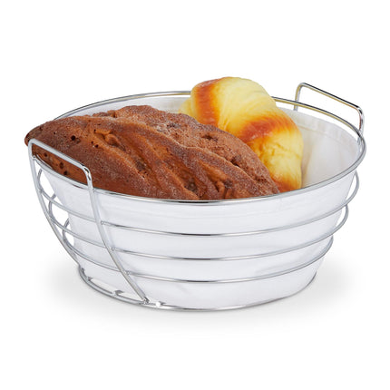 Round metal bread basket with cover