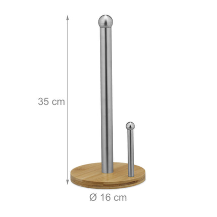 Round paper towel holder with roll stop