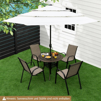 Round patio dining table bistro table made of cast aluminum with umbrella hole Ø90 x 74 cm brown