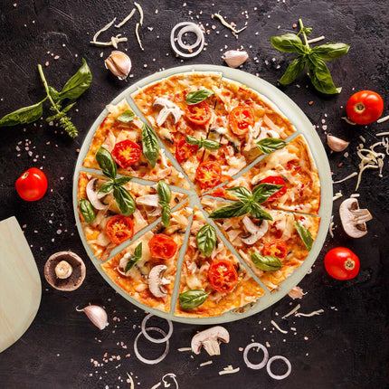Kulatý pizza kámen v sadě