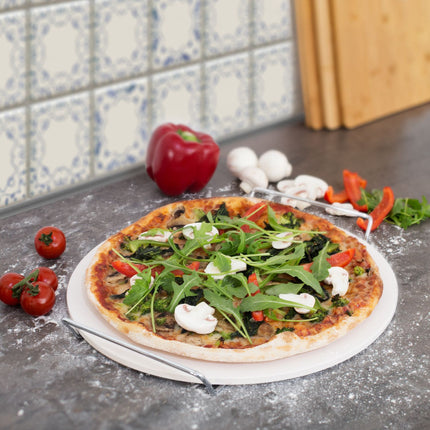 Runder Pizzastein mit Halterung