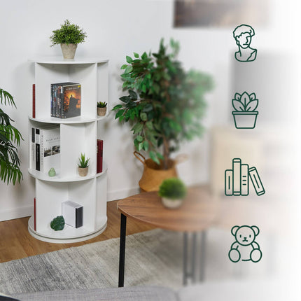 Round rotatable bookshelf