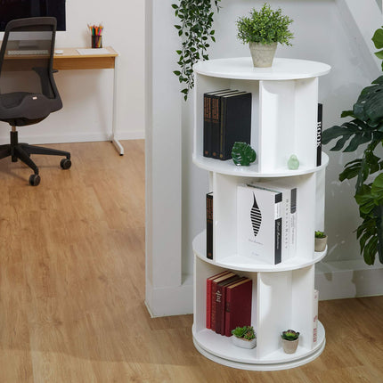 Round rotatable bookshelf