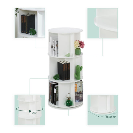 Round rotatable bookshelf