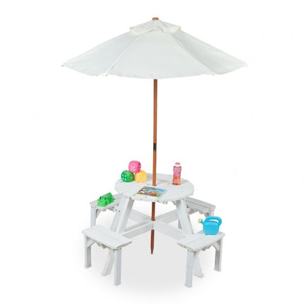 Coin salon rond pour enfants en bois avec parasol