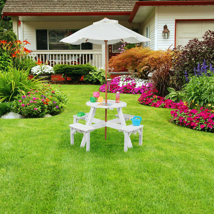 Coin salon rond pour enfants en bois avec parasol