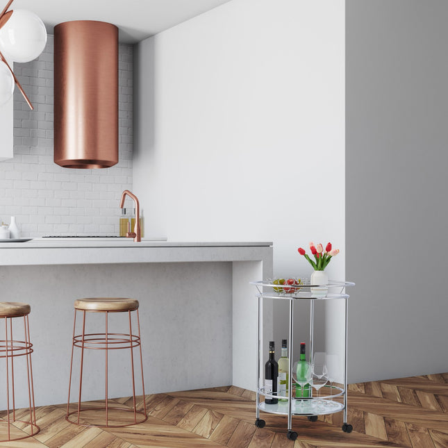 Ronde serveerwagen chroom & glas
