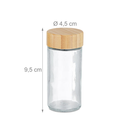 Round spice jars with bamboo lids