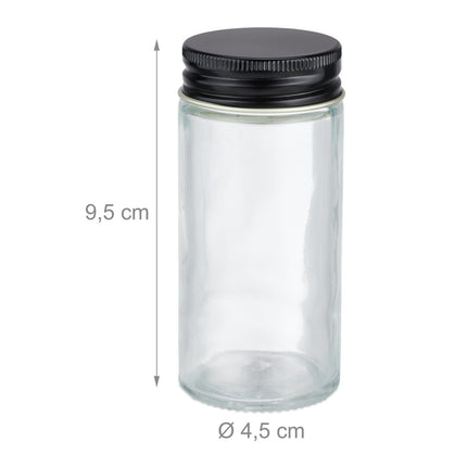 Round spice jars with labels