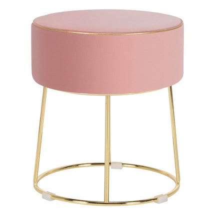 Runder Sitzhocker Fußhocker aus Samt mit Metallbeinen, Gepolsterter Frisierhocker, Belastbar bis 150kg, Rosa