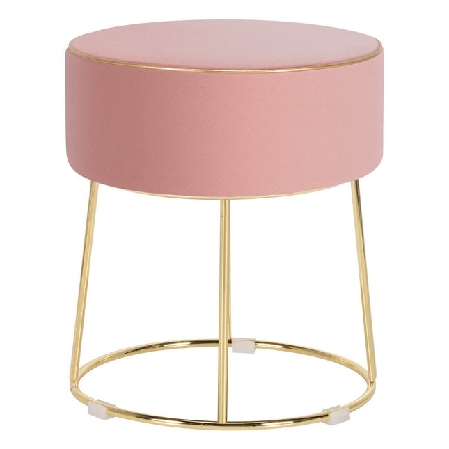 Runder Sitzhocker Fußhocker aus Samt mit Metallbeinen, Gepolsterter Frisierhocker, Belastbar bis 150kg, Rosa